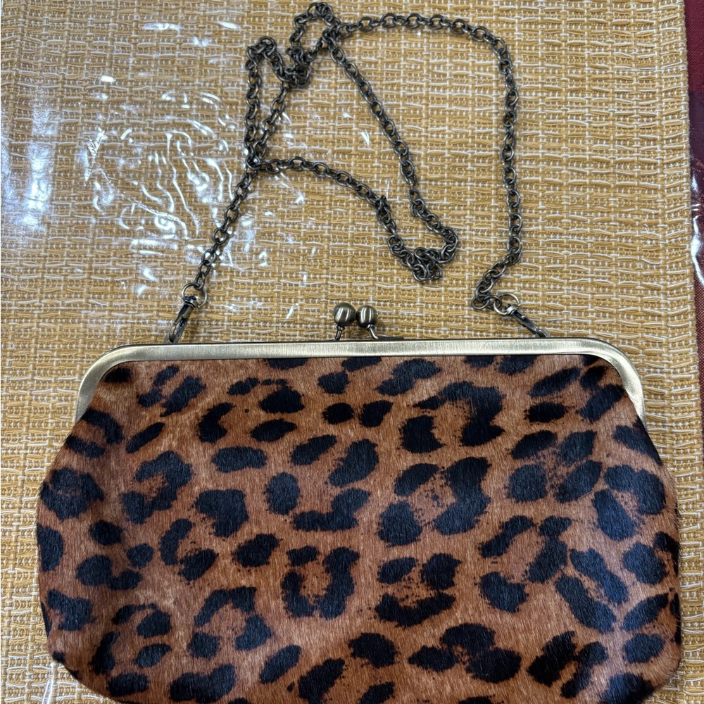 Leopard Print Chain Clutch